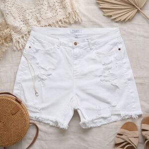 Judy Blue High Rise White Distressed Denim Shorts 1XL NWOT Stretch Boutique